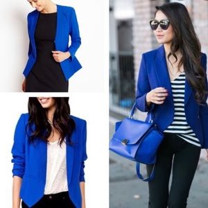 Banana Republic Royal Blue Tweed Crop Blazer